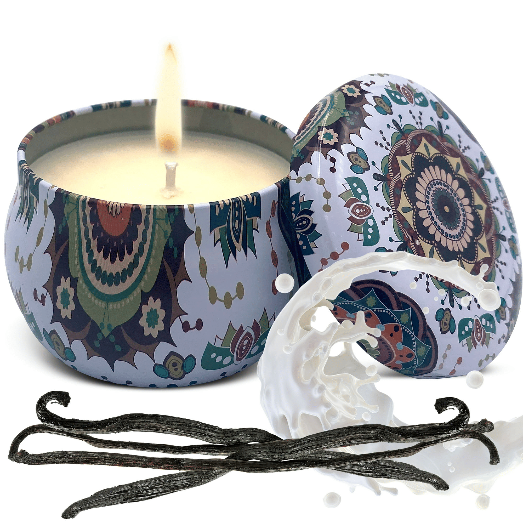 Soy Wax Candle in Tin Jar Vanilla Cream Clean Burn up to 25 Hours Handmade in USA Natural and Safe by Relaxcation 6 oz EasyOptionXY LLC