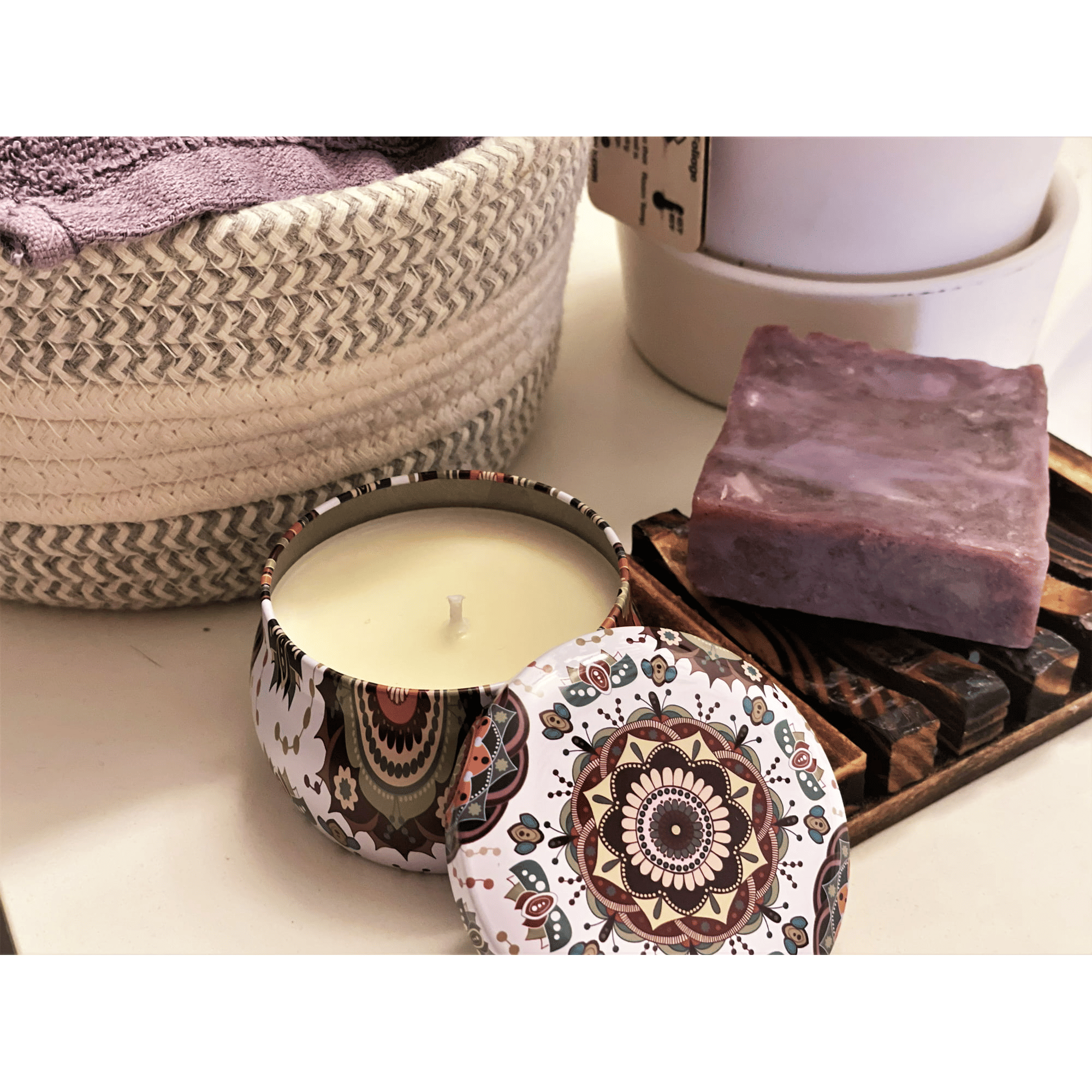 Soy Wax Candle in Tin Jar Vanilla Cream Clean Burn up to 25 Hours Handmade in USA Natural and Safe by Relaxcation 6 oz EasyOptionXY LLC