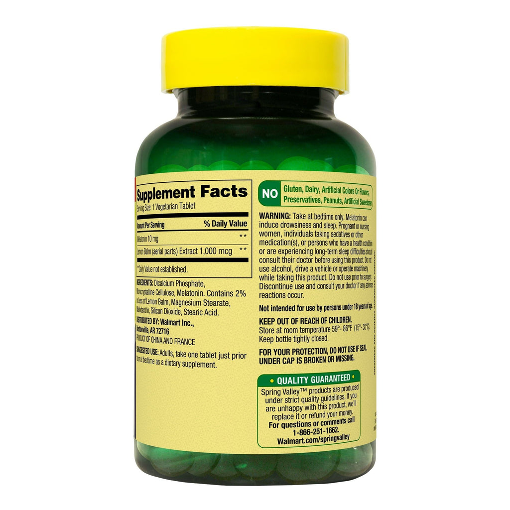 Spring Valley Extra Strength Melatonin Tablets Dietary Supplement; 10 mg; 240 Count EasyOptionXY LLC