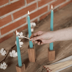 CANDWAX 8 inch Taper Candles Set of 4 - Dinner Candles Dripless - Tall Candles Long Burning Perfect for Dinner, Party or Wedding Candles Decor - Turquoise Candles - SJB-DIAMOND ELITES