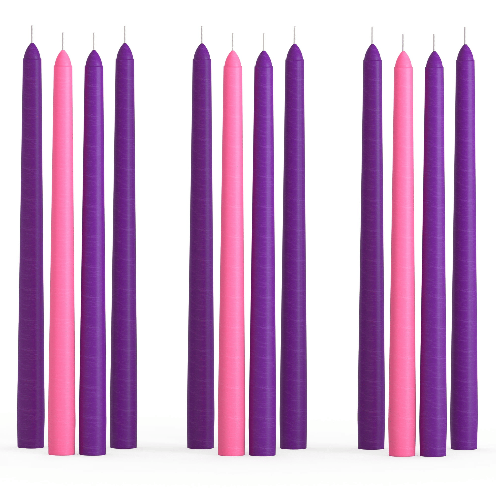 CANDWAX 10 inch Taper Advent Candles 3 Sets - Dripless Taper Candles and Unscented Candlesticks - Long Burning Tapered Candles Perfect as Advent Wreath Candles Tapers - Purple Advent Candles - SJB-DIAMOND ELITES