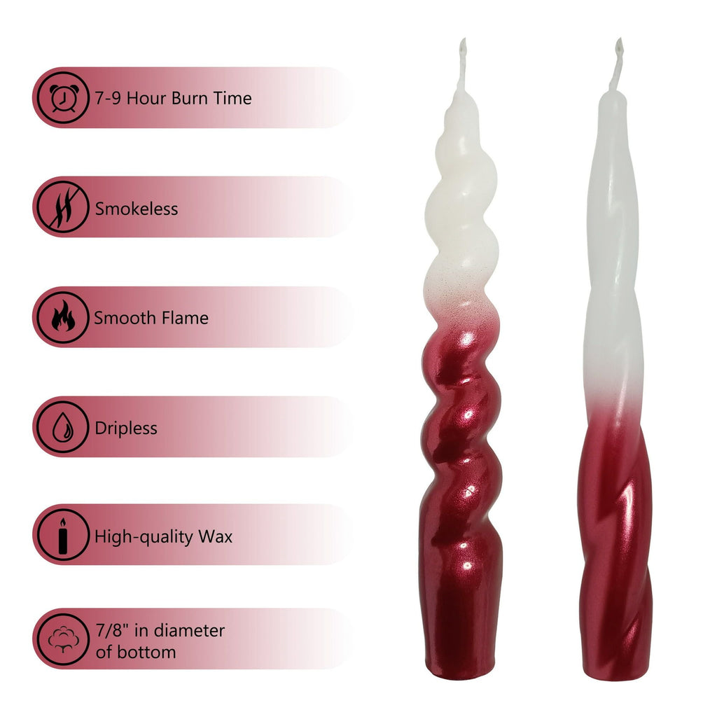 XINAOBAOLUO 4Red Taper Candles - Spiral Dripless (2 Pack) - SJB-DIAMOND ELITES