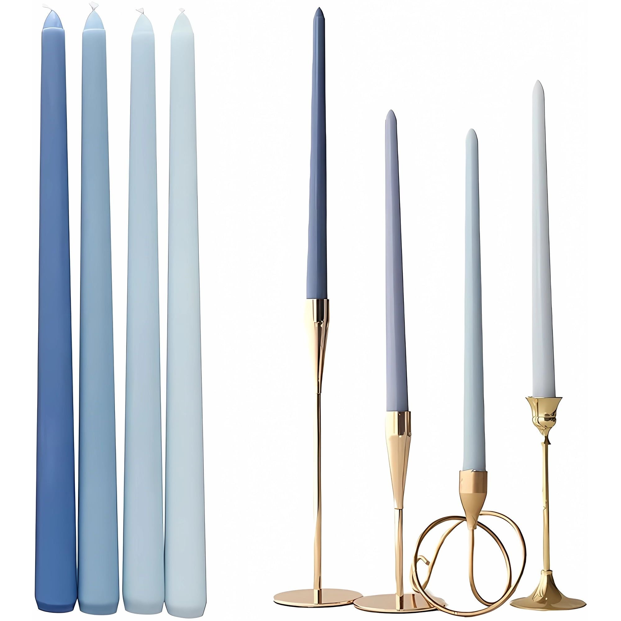 MGEZCOO 12 Inch Gradient Blue Taper Candle Sticks Pack of 4-Unscented Smokeless - SJB-DIAMOND ELITES