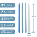 MGEZCOO 12 Inch Gradient Blue Taper Candle Sticks Pack of 4-Unscented Smokeless - SJB-DIAMOND ELITES