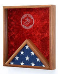 Marine Corps Flag Medal Display Case,USMC Flag Case - Oak The Military Gift Store