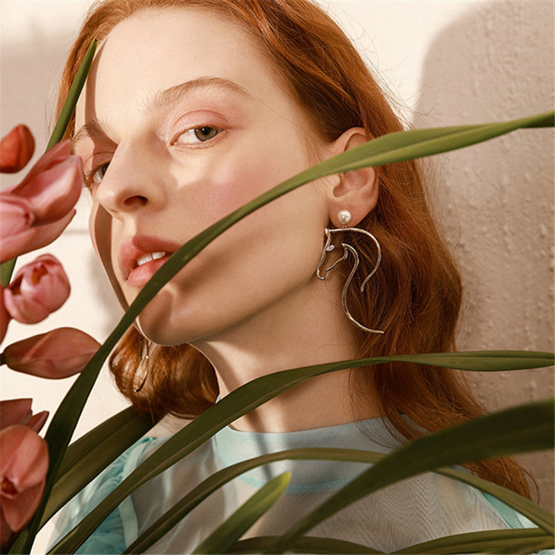 Fashion Horse Head Earrings Female Temperament European and American Exaggerated Ear Jewelry Lootquake LLC