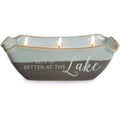 Pavilion Gift Company Plain Love Lives Here-Life is Better at The Lake 3 Wick Ceramic Tranquility Scented Candle, White, Black EasyOptionXY LLC