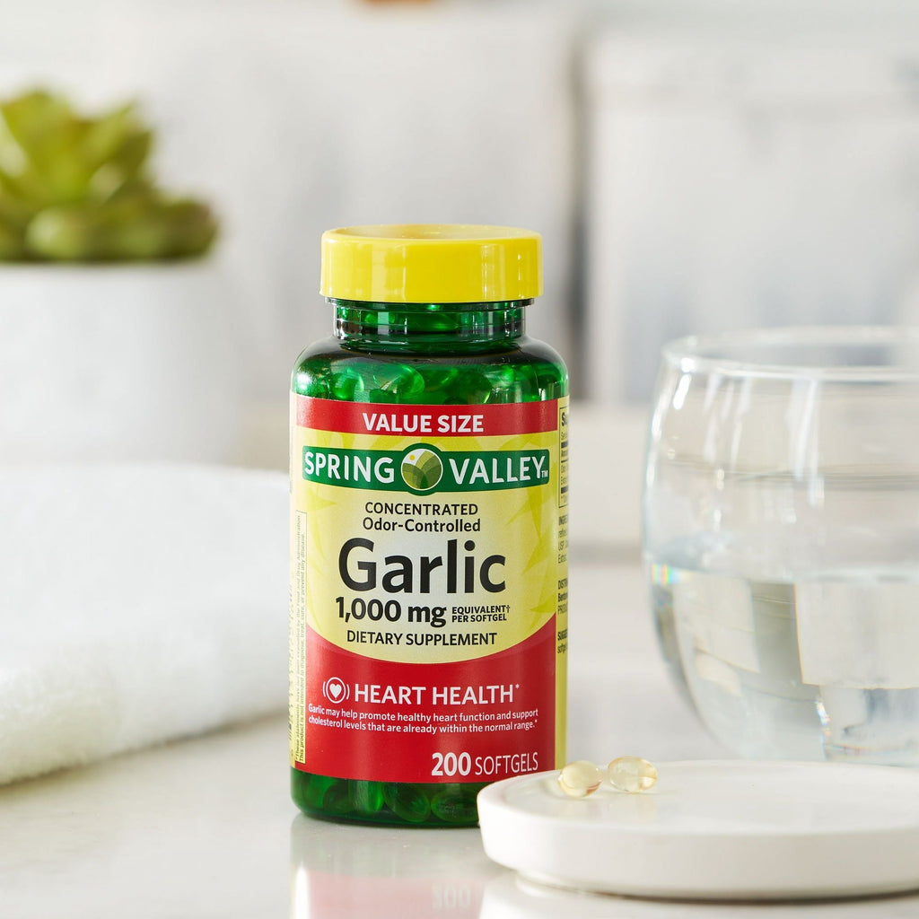 Spring Valley Odor-Controlled Garlic Softgels Dietary Supplement; 1000 mg; 200 Count EasyOptionXY LLC
