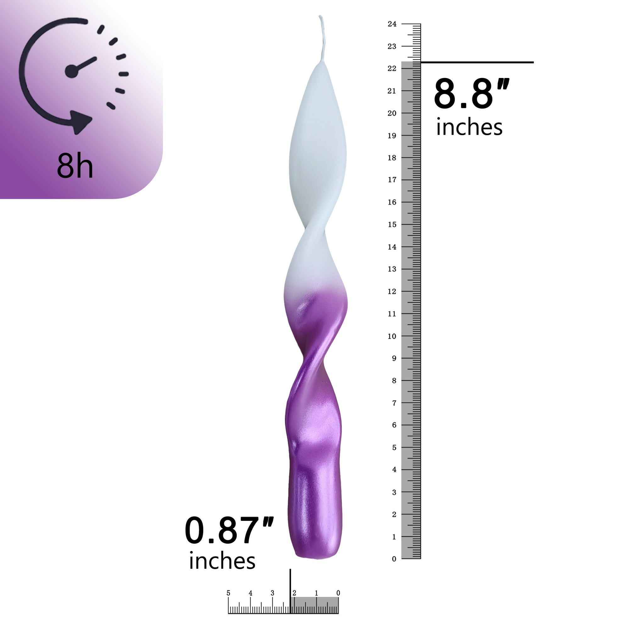 FCMSHAMD 8.8 inch Purple Candles Sticks -Dripless Taper(2 Pack)
