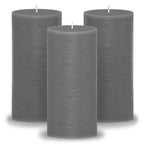CANDWAX 3x6 Pillar Candles Set of 3 - Decorative Rustic Candles Unscented and No Drip Candles - Ideal as Wedding Candles or Large Candles for Home Interior - Dark Gray Candles