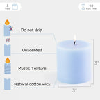 CANDWAX 3x6 Pillar Candles Set of 3 - Decorative Rustic Candles Unscented and No Drip Candles - Ideal as Wedding Candles or Large Candles for Home Interior - Dark Gray Candles