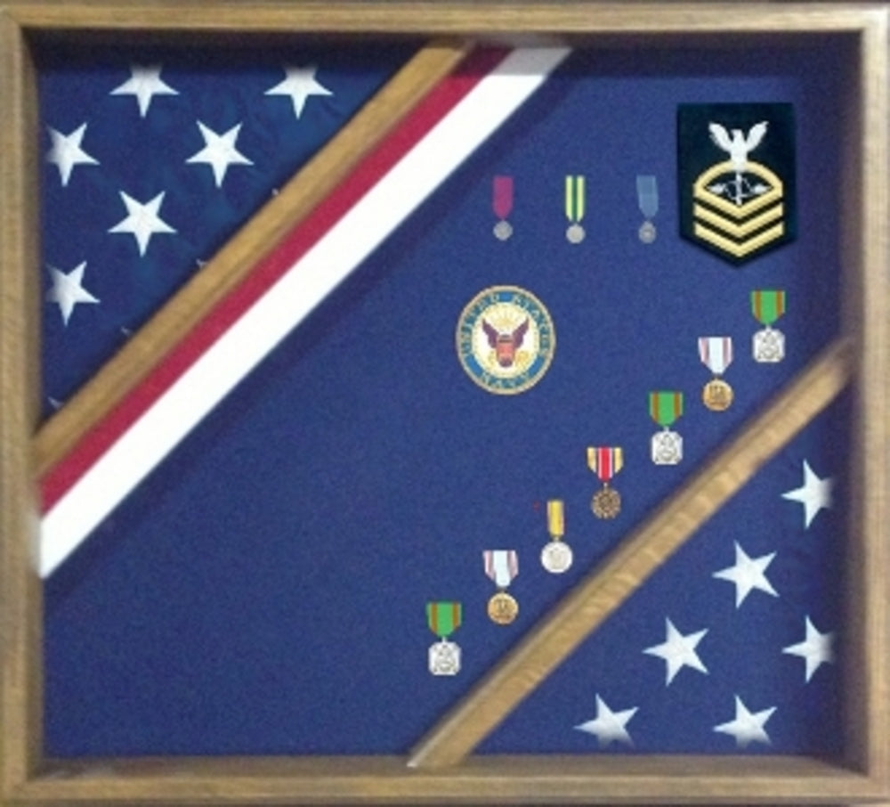Flag Display Box, Wood Flag Red White and Blue Box. The Military Gift Store