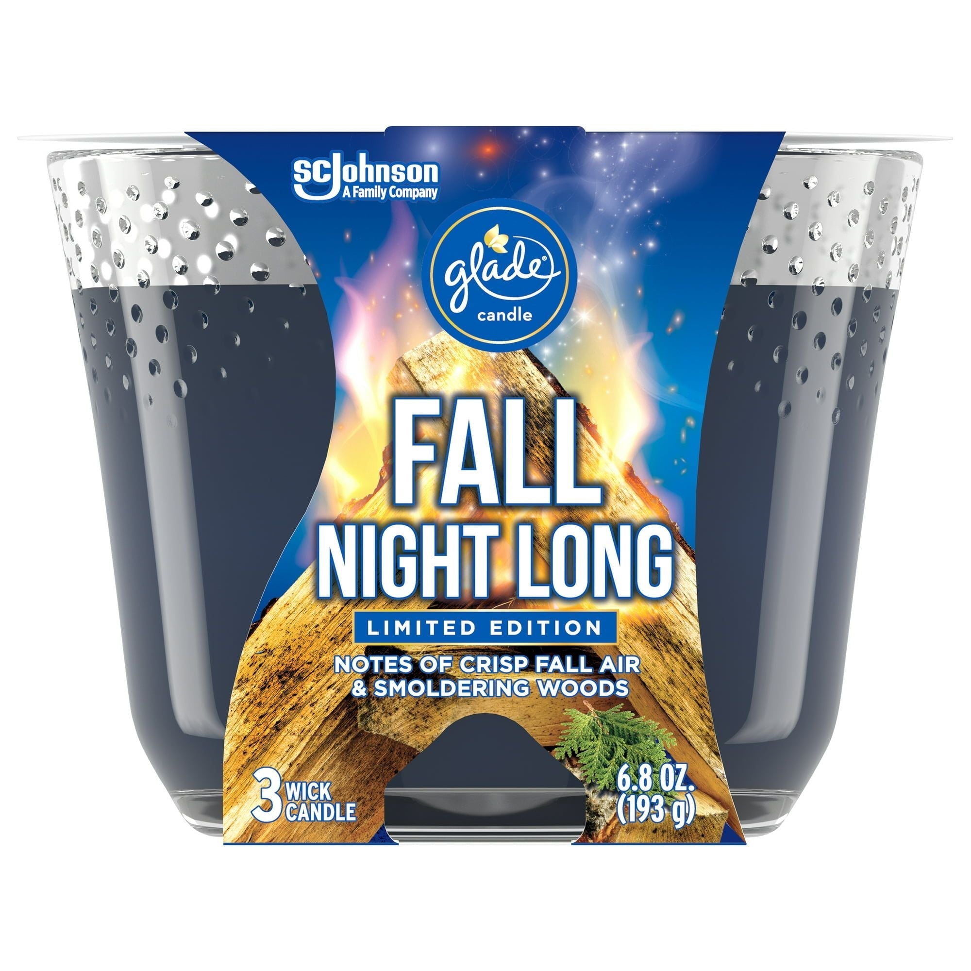 Glade Candle, Fragrance Candle Infused with Essential Oils, Air Freshener Candle, 3-Wick Candle, 6.8oz (Fall Night Long) EasyOptionXY LLC