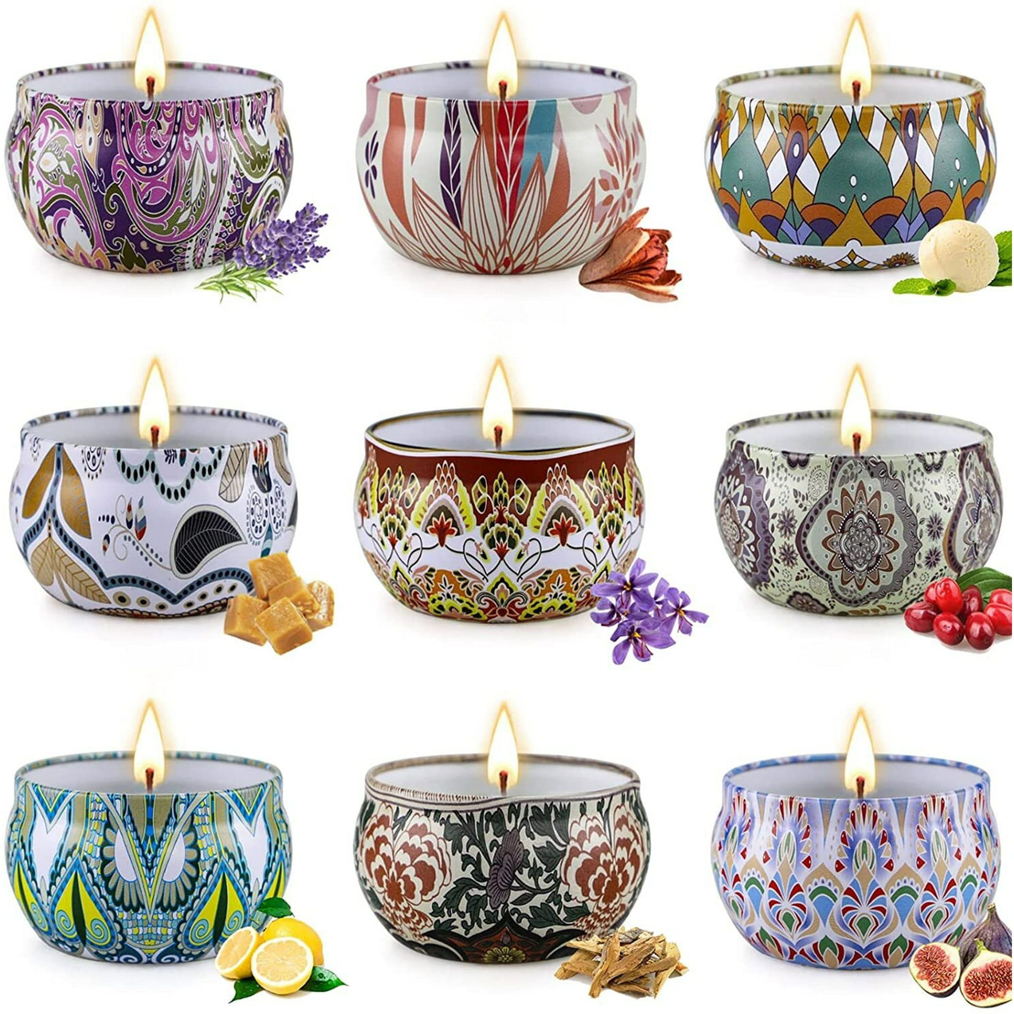 Candles Gift for Mom, Natural Soy Wax Candles Gifts Set for Women, 240 Hours Bulk Candles for Home Scented, Ideal Gifts for Christmas, Thanksgiving, Birthday, Yoga, 9pcs