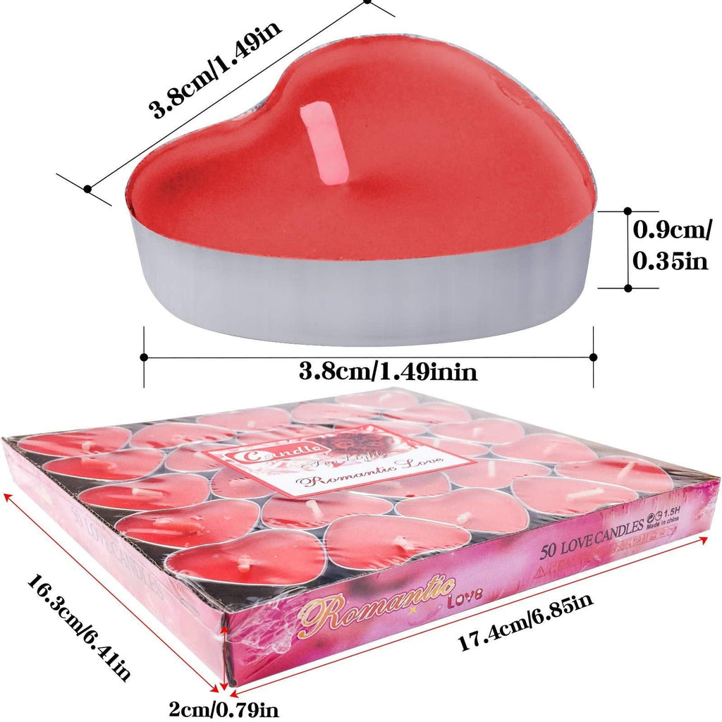 50Packs Heart Shaped Tealight Candles(25 x 2 layers),Romantic Love Unscented Tea Lights Candles,Dripless & Long Lasting Smokeless Mini Tealight Candles for Mood,Romantic Decor,Pool,Dinners,Home,Weddin - SJB-DIAMOND ELITES