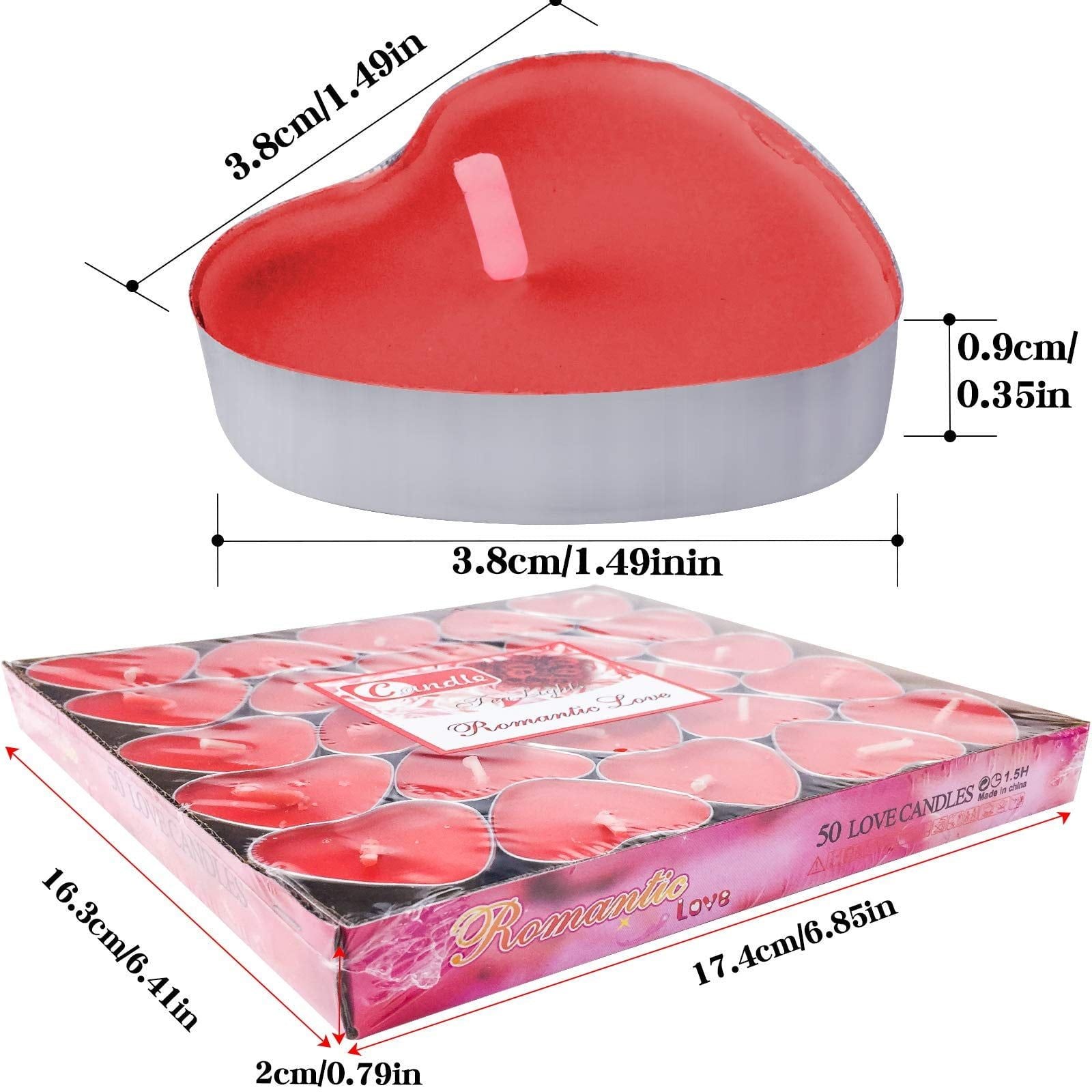 50Packs Heart Shaped Tealight Candles(25 x 2 layers),Romantic Love Unscented Tea Lights Candles,Dripless & Long Lasting Smokeless Mini Tealight Candles for Mood,Romantic Decor,Pool,Dinners,Home,Weddin - SJB-DIAMOND ELITES
