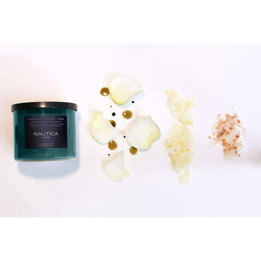 Nautica cnca145 14.5 oz Nautica Soy Wax Blend 3 Wick Candle - Costal Breeze Coconut & Aqua EasyOptionXY LLC