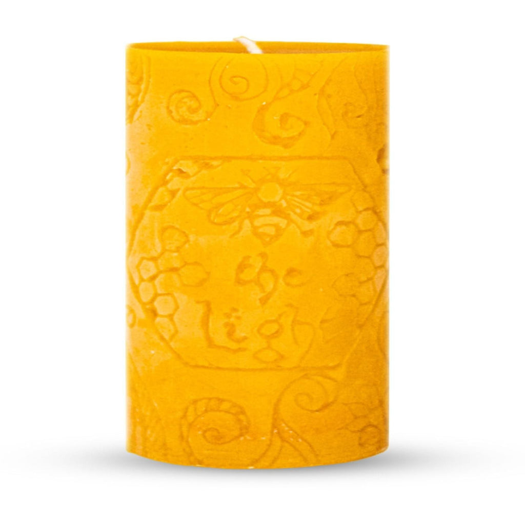 BeeTheLight Beeswax Large Pillar Candle (2.7" x 5.4") - Smokeless Unscented Candle - 72 Hours Burn Time - Natural & 100% Pure Beeswax Candle - Handmade Decorative Pillar Candle (Natural Yellow, Large) - SJB-DIAMOND ELITES