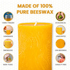 BeeTheLight Beeswax Large Pillar Candle (2.7" x 5.4") - Smokeless Unscented Candle - 72 Hours Burn Time - Natural & 100% Pure Beeswax Candle - Handmade Decorative Pillar Candle (Natural Yellow, Large) - SJB-DIAMOND ELITES