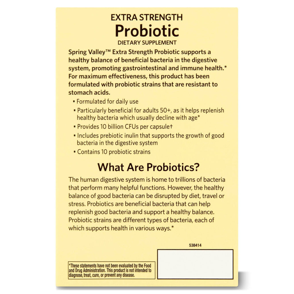 Spring Valley Extra-Strength Probiotic Vegetable Capsules; 30 Count EasyOptionXY LLC