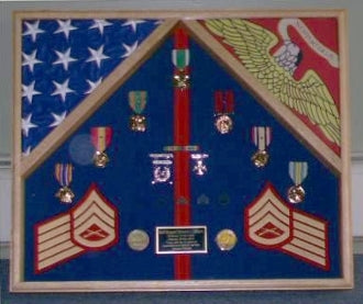 Military 2 Flag Shadow case, 2 Flag Military flag display case. The Military Gift Store