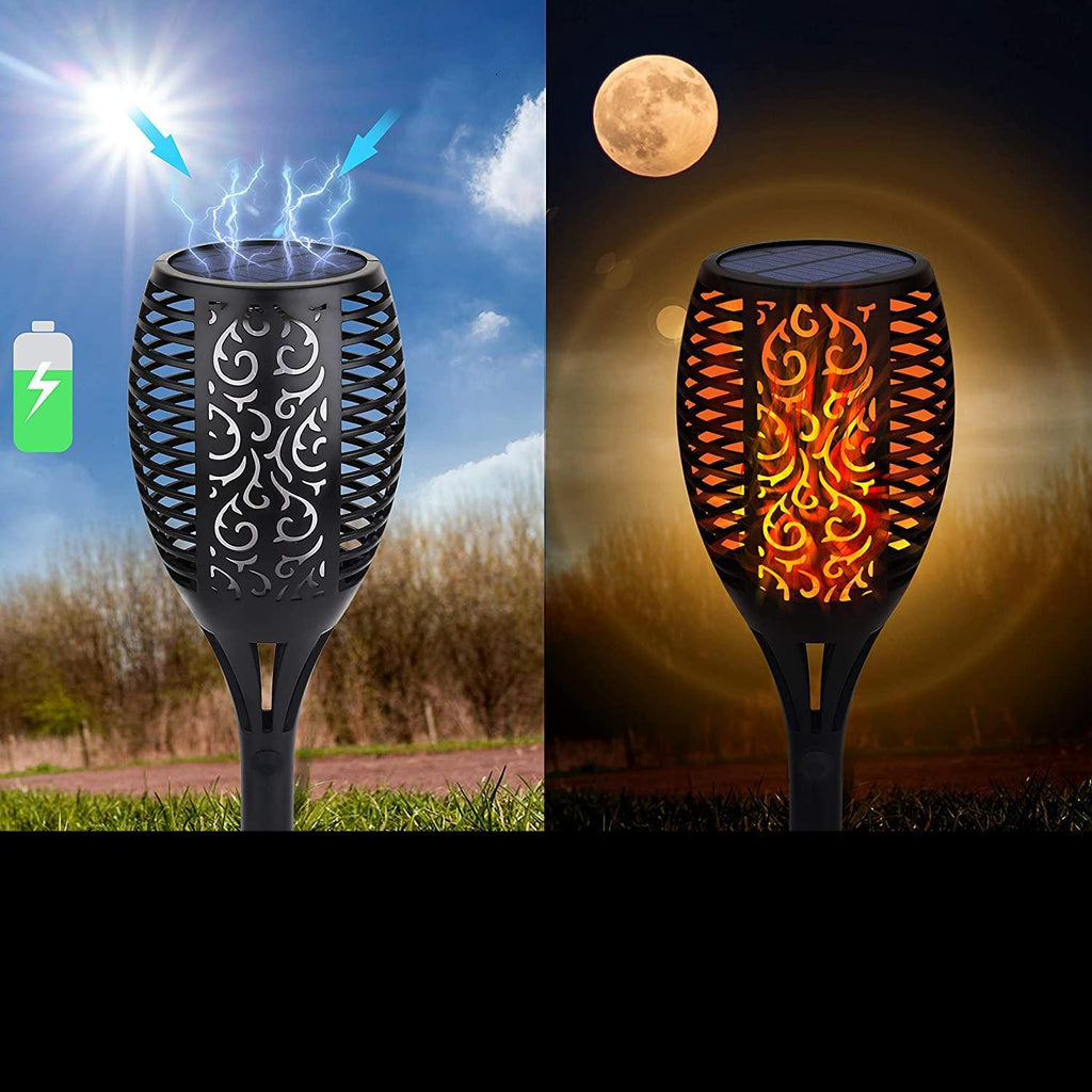 33/96 LED Solar Stainless Steel Torch Lamp For Yard Garden Pathway Doorway Courtyard - SJB-DIAMOND ELITES
