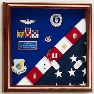 Flag Display Case - American Made for flag and medals - 3'x5' flag The Military Gift Store