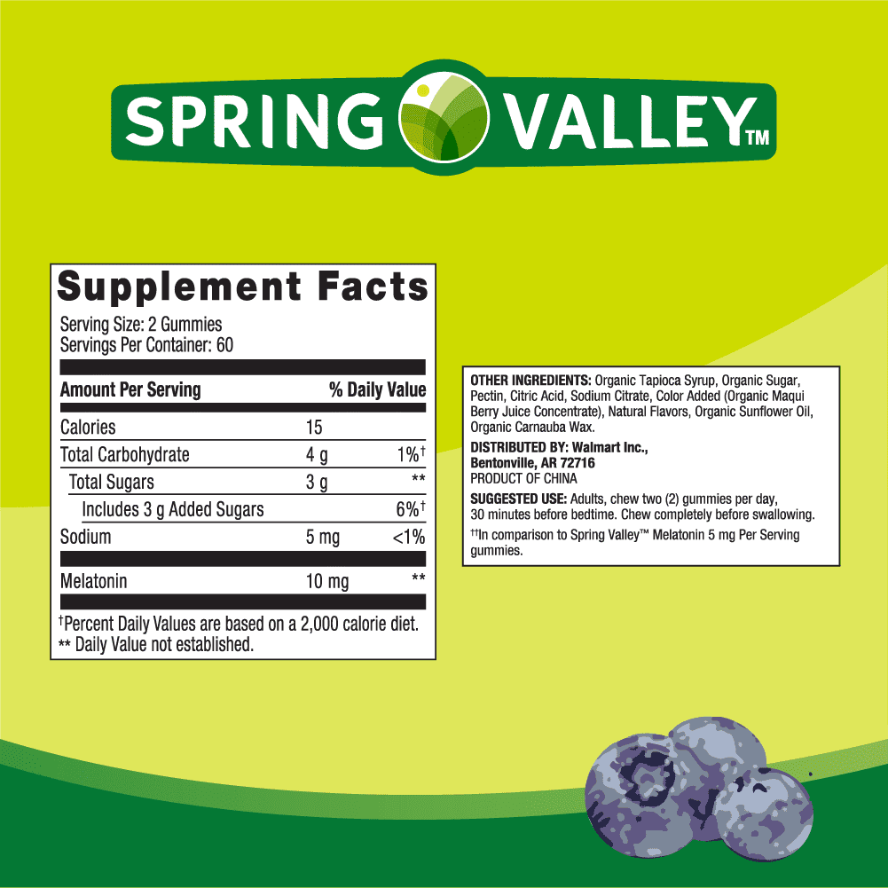 Spring Valley Vegetarian Melatonin Gummy Supplement; 10 mg; 120 Count EasyOptionXY LLC