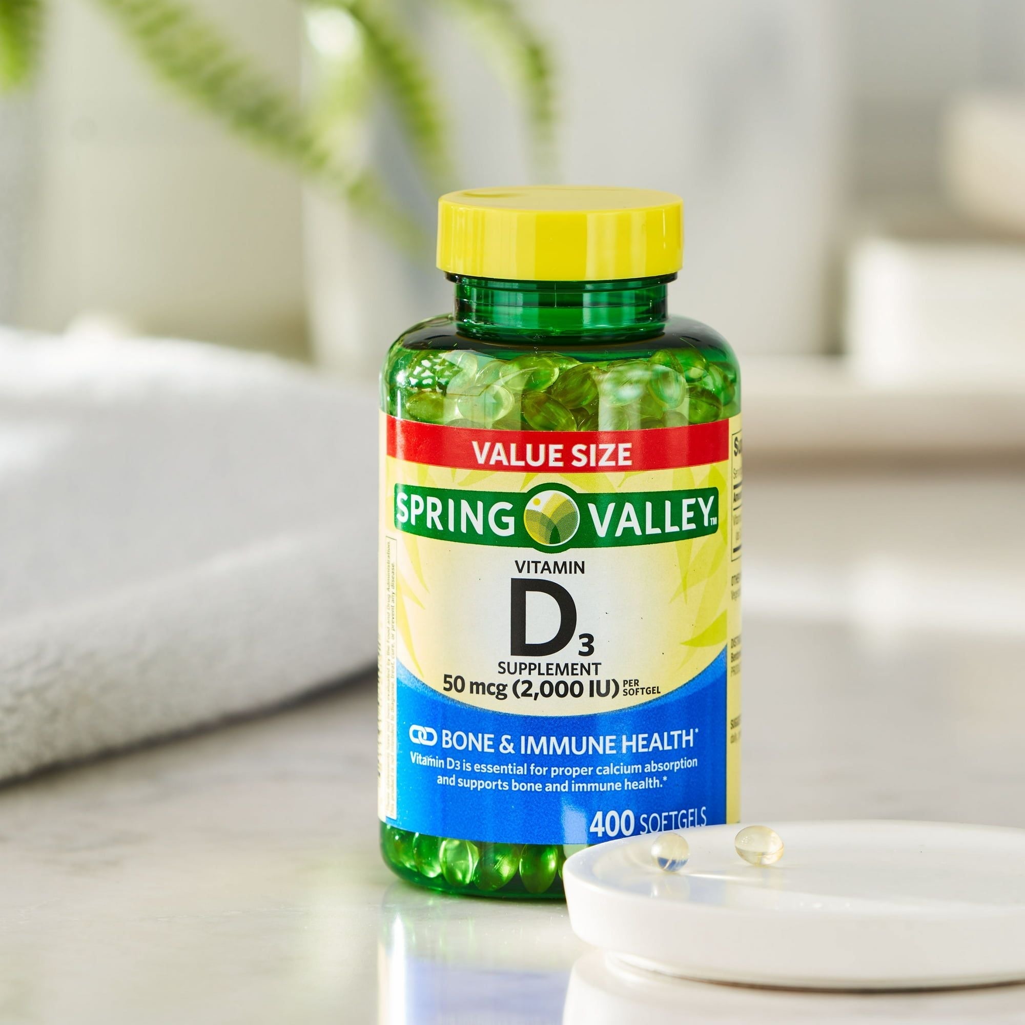 Spring Valley Vitamin D3 Supplement Softgels; 2000 IU; 400 Count EasyOptionXY LLC
