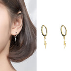 Lightning earrings female sterling silver tide earring temperament earring earrings Pi-Mart