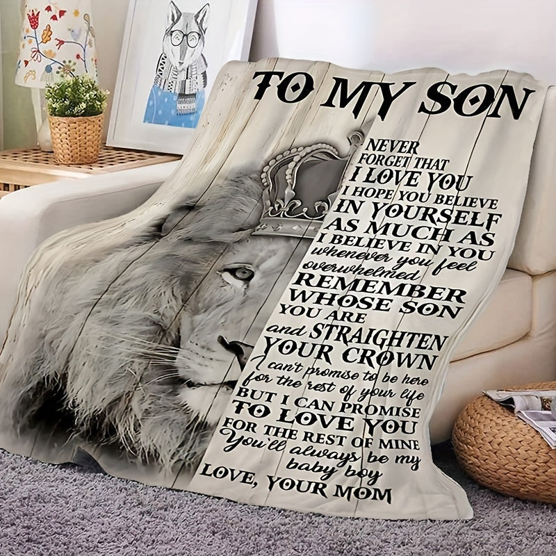 1pc Super Soft Flannel Blanket Gift From Mother To Son Suitable Bedroom Throw Blanket High Definition Printed Soft Blanket For Sofa Couch Office Bed Camping Travelling Lootquake LLC