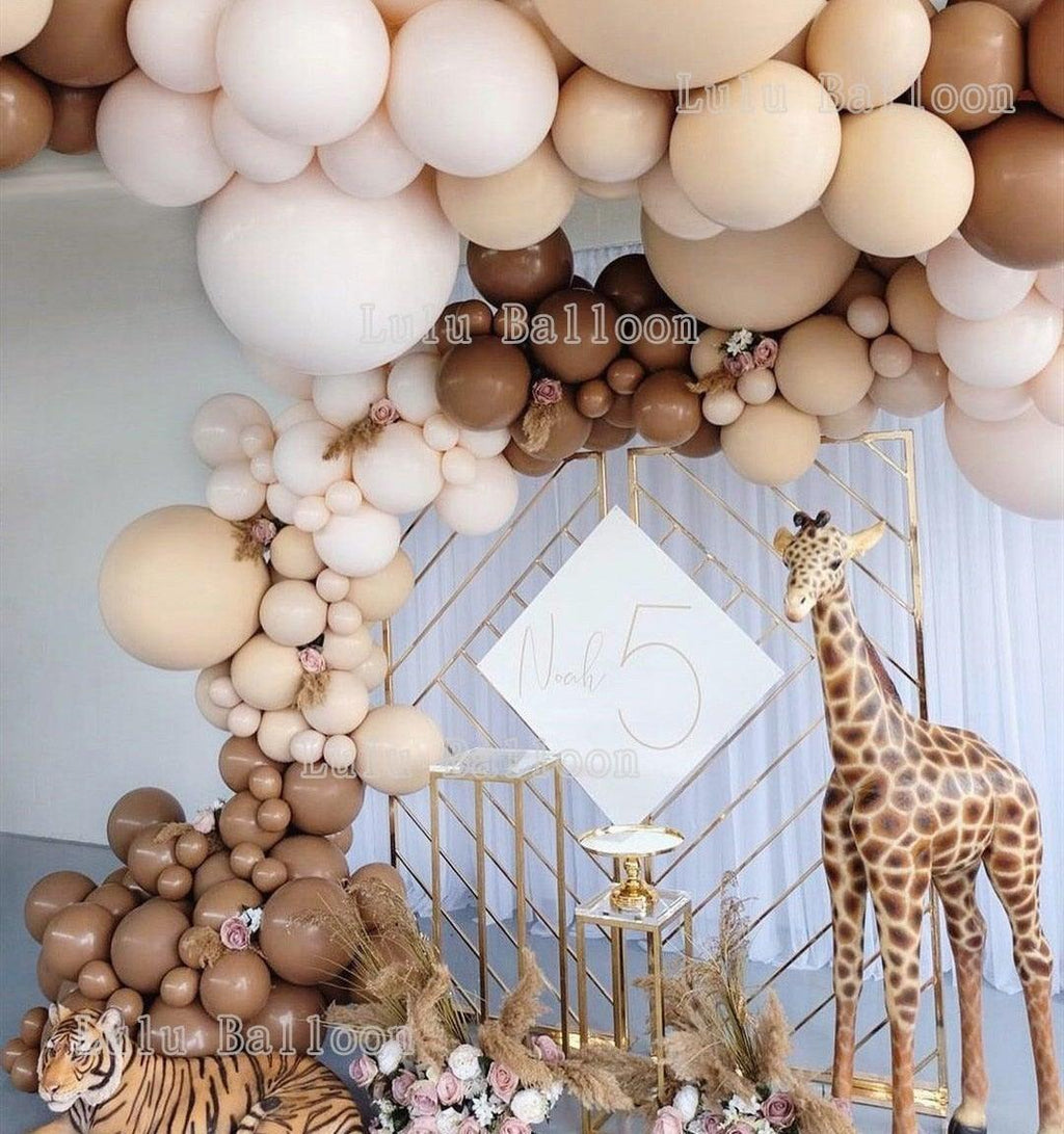 138 pcs Coffee Brown And Skin Balloon Arch Garland Kit For Kids Baby Shower Birthday Party Decoration Girls and Boys Universal Birthday Party Kid Decoration Stevvex