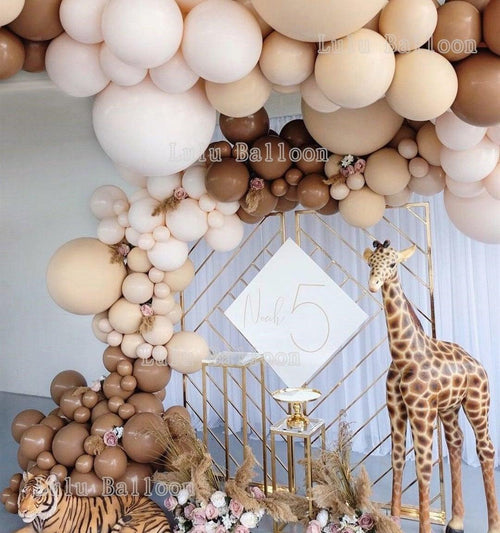 138 pcs Coffee Brown And Skin Balloon Arch Garland Kit For Kids Baby Shower Birthday Party Decoration Girls and Boys Universal Birthday Party Kid Decoration Stevvex