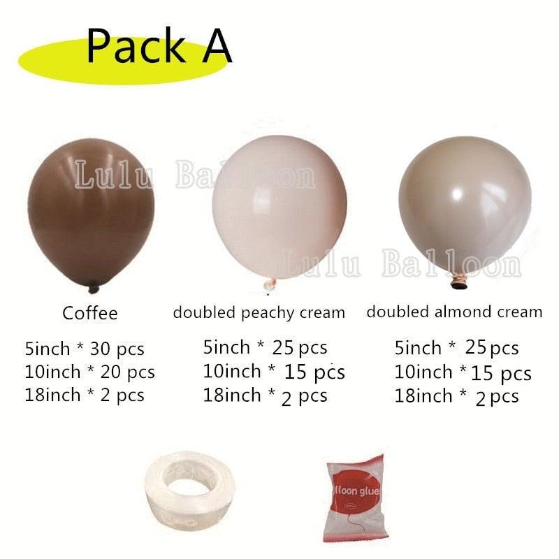 138 pcs Coffee Brown And Skin Balloon Arch Garland Kit For Kids Baby Shower Birthday Party Decoration Girls and Boys Universal Birthday Party Kid Decoration Stevvex