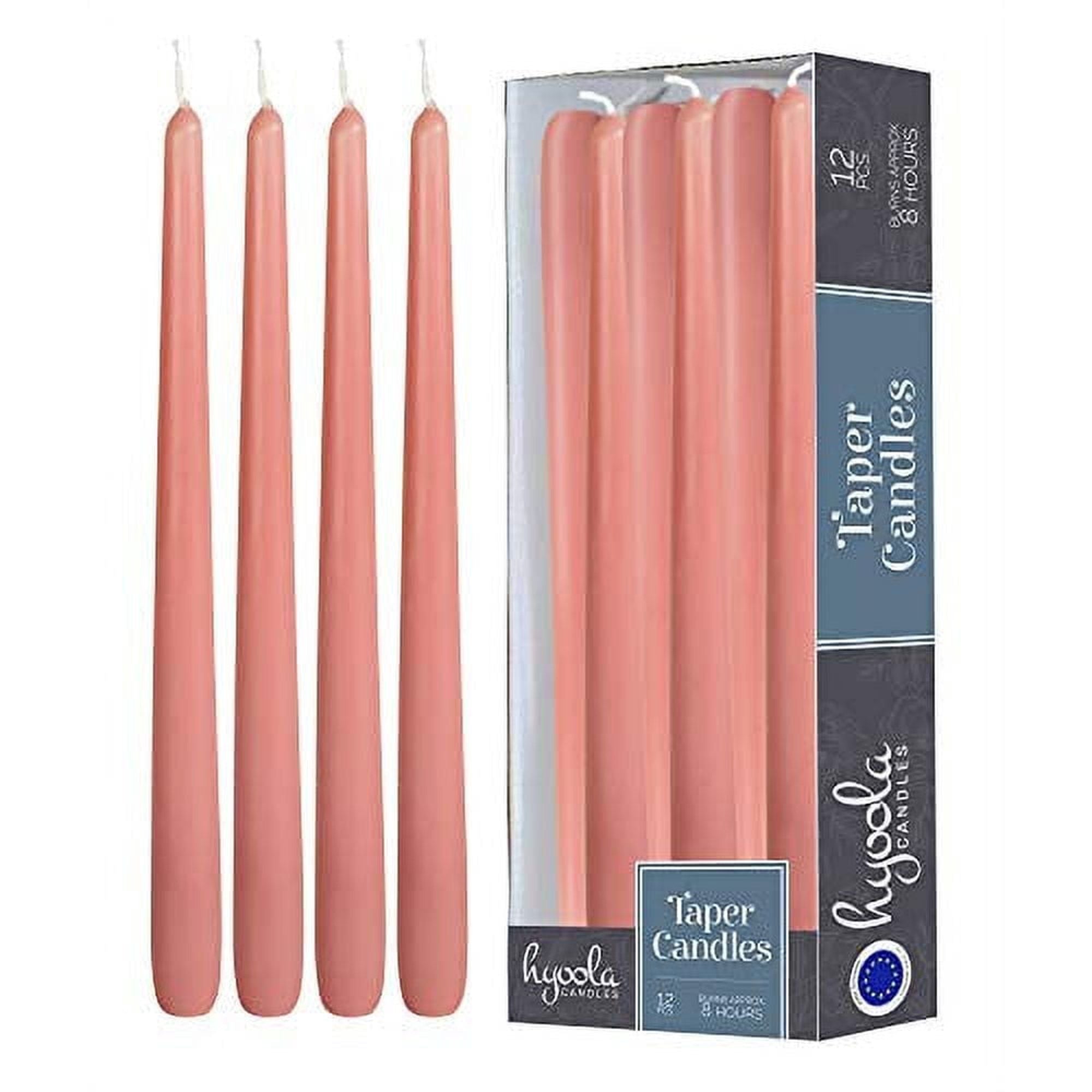 Hyoola 10" Rose Pink Dripless European Made Taper Candles, Unscented Paraffin Wax with Cotton Wicks, 12-Pack - SJB-DIAMOND ELITES