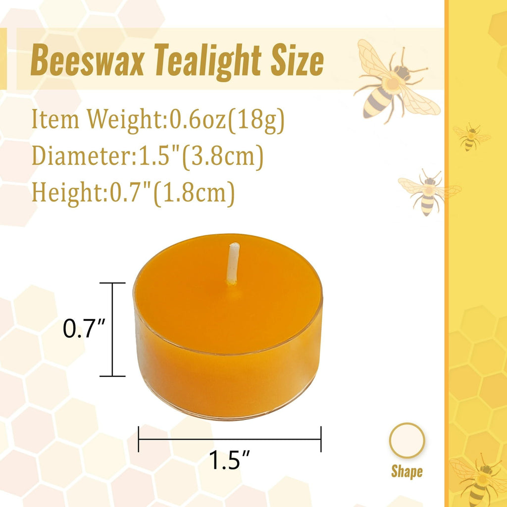 Beeswax Tealight Candles Handmade Candlesticks,24pcs Round Tea Light Candles Natural Bees Wax Tealight Candle Smokeless Candle Stciks for Spa Home Decor Party Gifts - SJB-DIAMOND ELITES