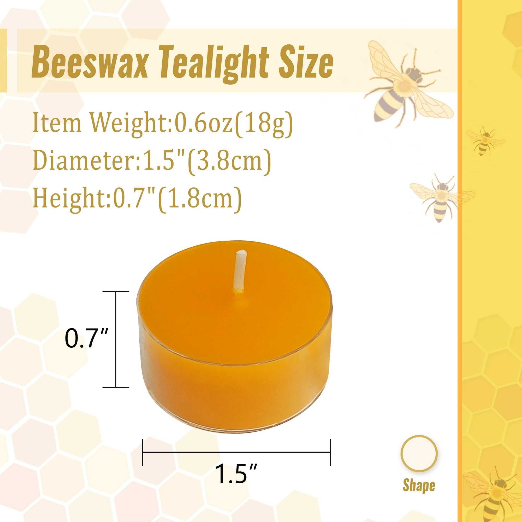 Beeswax Tealight Candles Handmade Candlesticks,24pcs Round Tea Light Candles Natural Bees Wax Tealight Candle Smokeless Candle Stciks for Spa Home Decor Party Gifts - SJB-DIAMOND ELITES