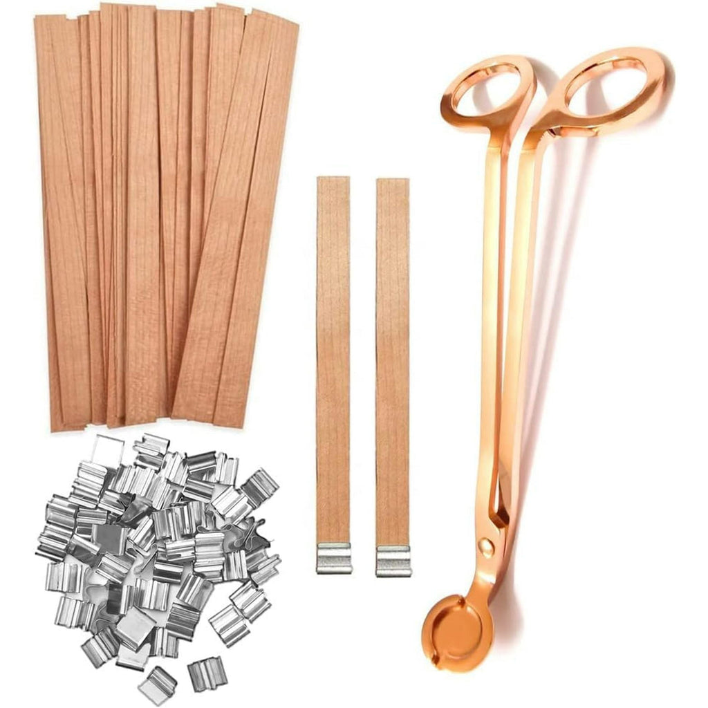 DADHOT 100set Candle Wick,Thicken Smokeless Cherry Wood Wicks for Candles-Long Lasting Flame-Easily Burn,Natural Candle Cores with Stand and Glue Dot,Candle Wicks for Candle Making - SJB-DIAMOND ELITES