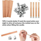 DADHOT 100set Candle Wick,Thicken Smokeless Cherry Wood Wicks for Candles-Long Lasting Flame-Easily Burn,Natural Candle Cores with Stand and Glue Dot,Candle Wicks for Candle Making - SJB-DIAMOND ELITES