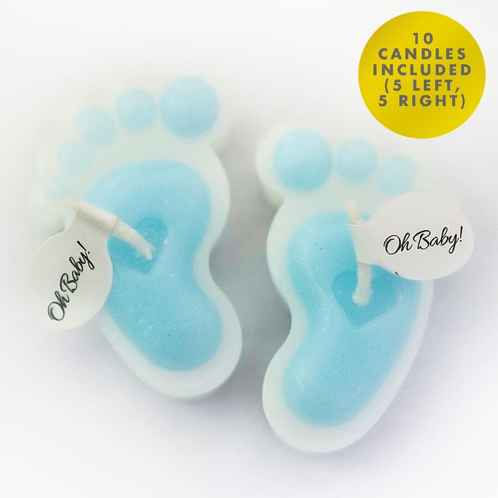 Baby Shower Party Favors for Guests for Boys Blue Footprint Candle Pack of 10 - SJB-DIAMOND ELITES