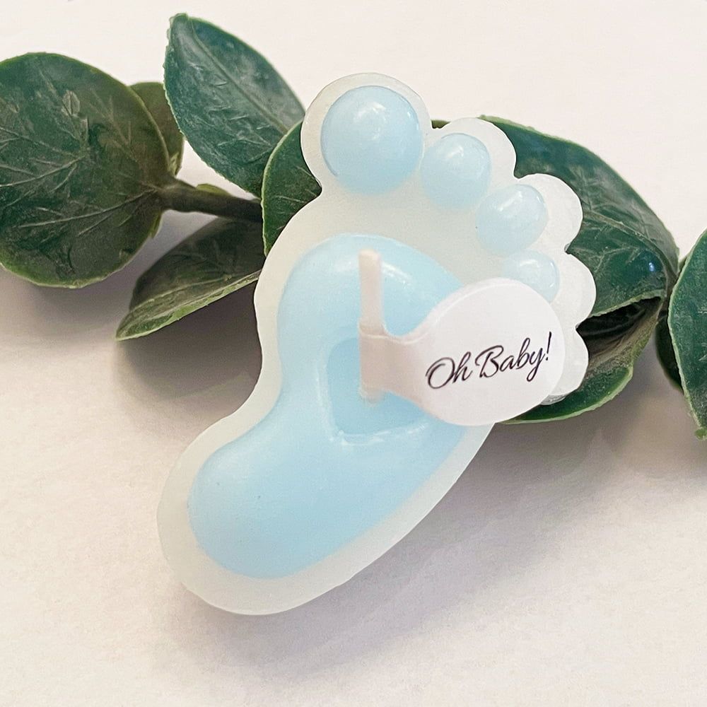 Baby Shower Party Favors for Guests for Boys Blue Footprint Candle Pack of 10 - SJB-DIAMOND ELITES