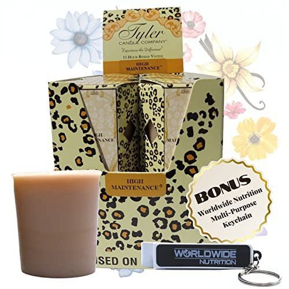 Tyler Candle Company High Maintenance Votive Candles - Luxury Scented Candle with Essential Oils - 16 Pack of 2 oz Small Candles with 15 Hour Burn Time Each - with Bonus Key Chain - SJB-DIAMOND ELITES