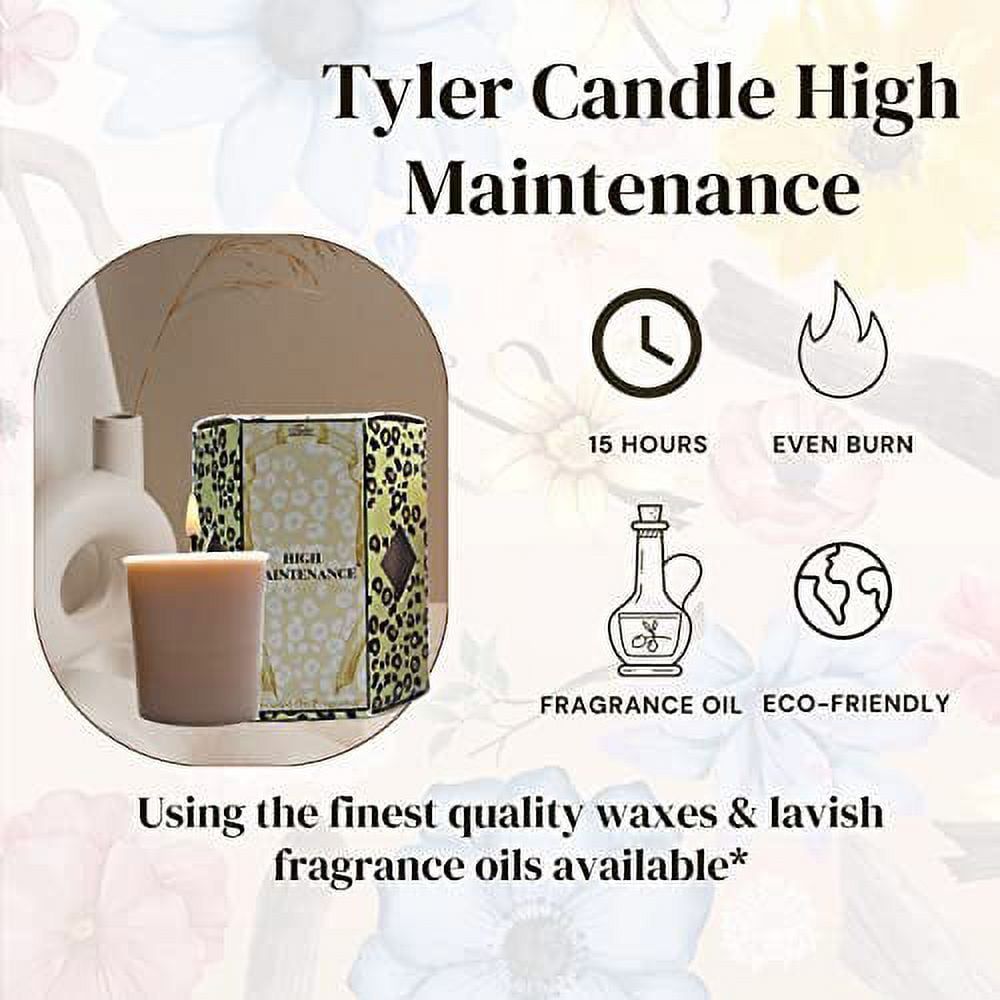 Tyler Candle Company High Maintenance Votive Candles - Luxury Scented Candle with Essential Oils - 16 Pack of 2 oz Small Candles with 15 Hour Burn Time Each - with Bonus Key Chain - SJB-DIAMOND ELITES