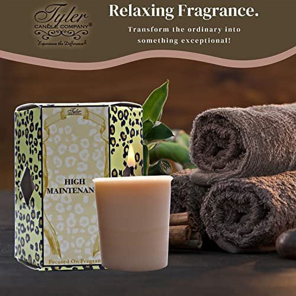 Tyler Candle Company High Maintenance Votive Candles - Luxury Scented Candle with Essential Oils - 16 Pack of 2 oz Small Candles with 15 Hour Burn Time Each - with Bonus Key Chain - SJB-DIAMOND ELITES