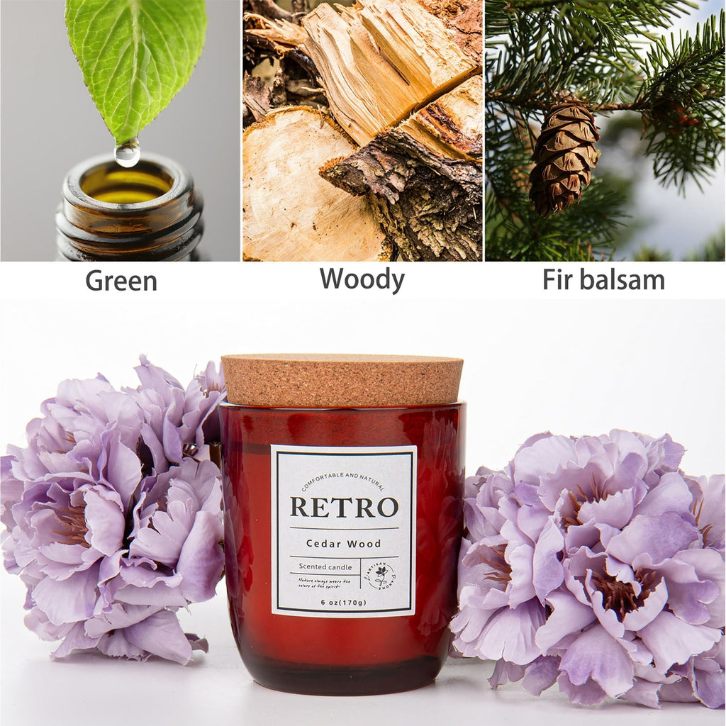 Briful Cedar Wood Scented Candles Long Lasting Soy Candle Help Relaxing Stress Relief Cool Meditation,Candle Wax 6 oz Red Home Decor - SJB-DIAMOND ELITES