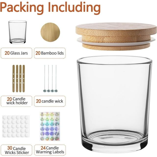 Goldarea Candle Making Kit,20Pcs 7oz Glass Candle Jars with Bamboo Lids and Making Supplies. - SJB-DIAMOND ELITES