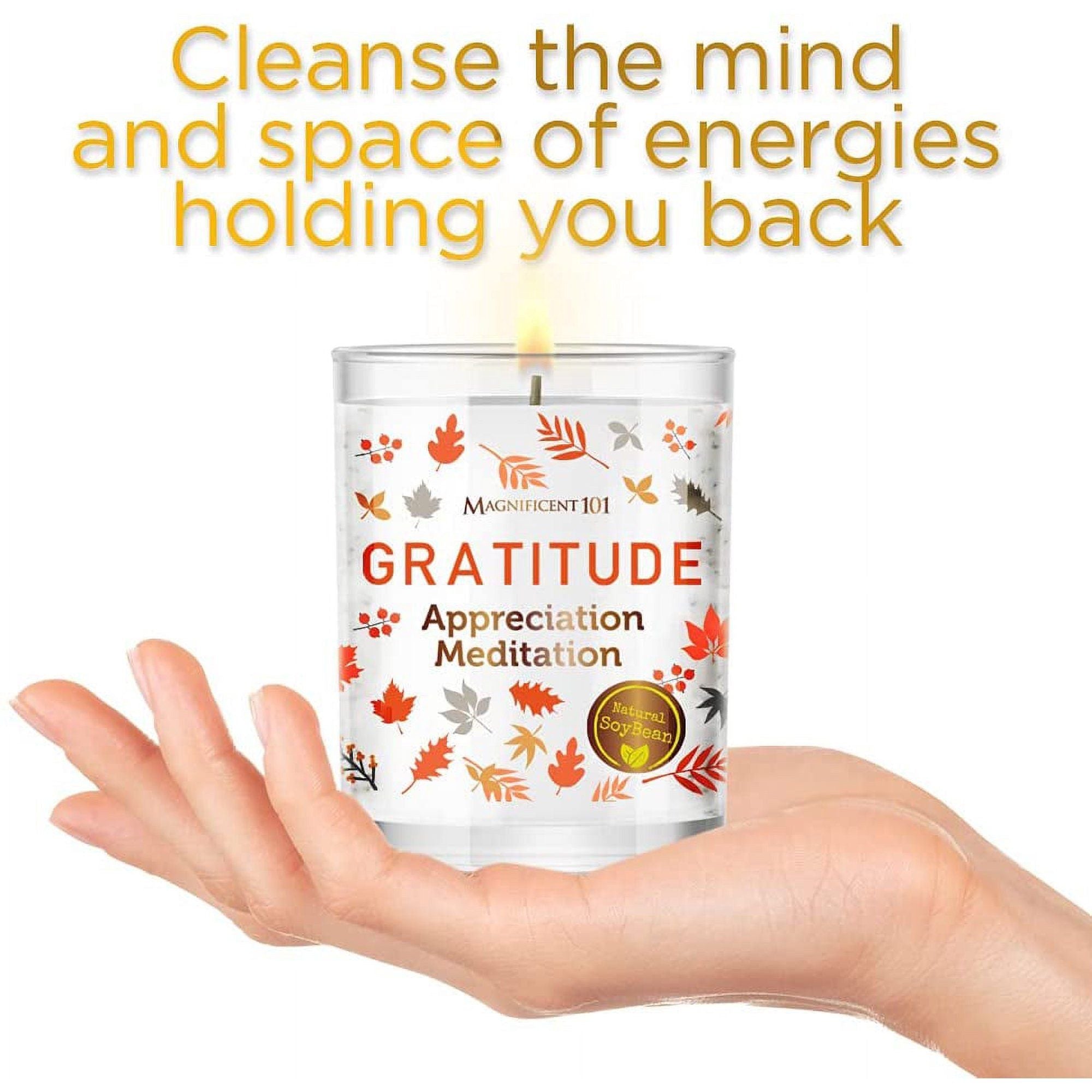 Magnificent 101 Long Lasting Set of 3 Gratitude Smudge Candles | 3.5 Oz Each - 42 Hour Burn |Soy Wax Candle for House Energy Cleansing, Meditation & Manifestation - SJB-DIAMOND ELITES