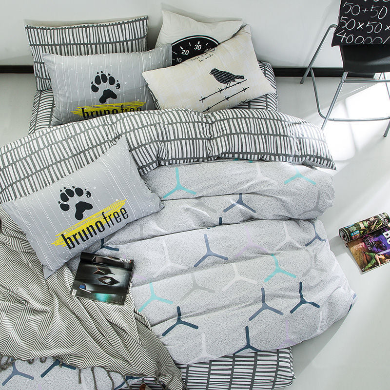 Pure cotton four-piece set cotton bed linen duvet cover single Pi-Mart