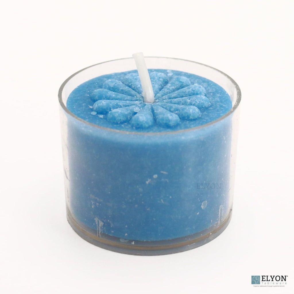 Elyon Tableware? 36 Ocean Breeze Scented Blue Colored Wax Deep Tealight Candles in Plastic Holder - SJB-DIAMOND ELITES