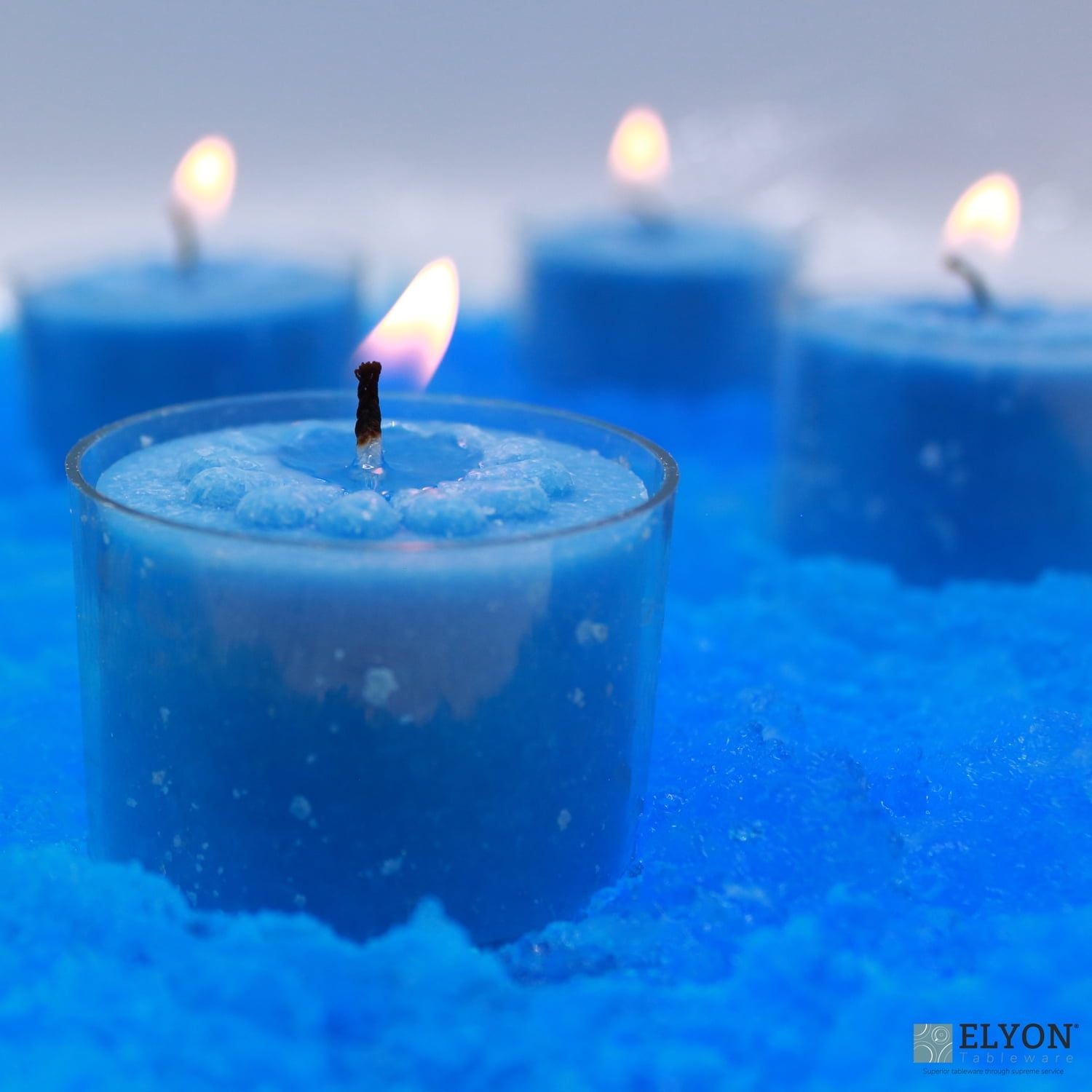 Elyon Tableware? 36 Ocean Breeze Scented Blue Colored Wax Deep Tealight Candles in Plastic Holder - SJB-DIAMOND ELITES